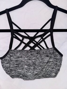 Hollister Gray Heathered Sports Bra with Strappy Black Back